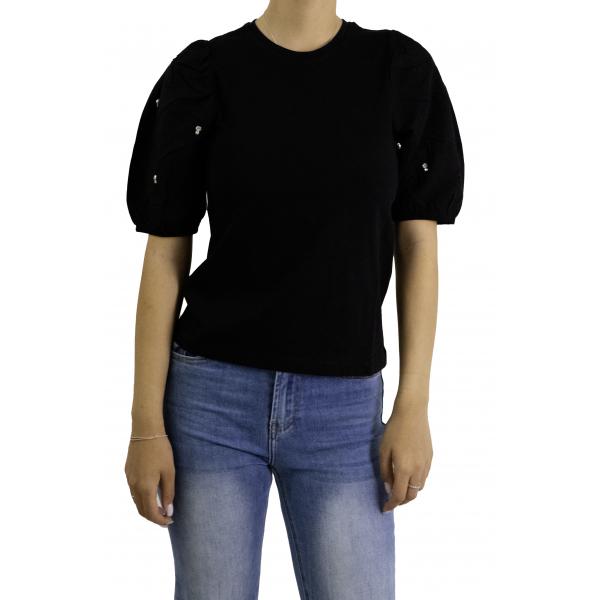 T-SHIRT MANICHE A PALLONCINO E STRASS Only